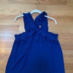 Blue Ruffled Sleeveless Top